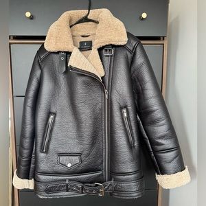 Stradivarius faux fur oversized aviator jacket